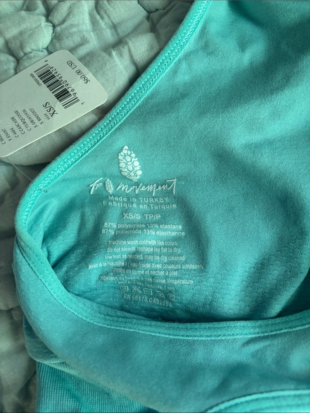 Free Peoplr FP Movement Cascade Turquoise Romper Athletic Material, XS/S - Picture 4 of 5